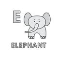 Vector Cute Cartoon Animals Alphabet. Elephant Illustration Royalty Free Stock Photo