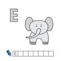 Vector Cute Cartoon Animals Alphabet. Elephant Illustration Royalty Free Stock Photo