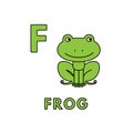 Vector Cute Cartoon Animals Alphabet. Frog Illustration Royalty Free Stock Photo