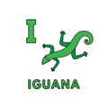 Vector Cute Cartoon Animals Alphabet. Iguana Illustration