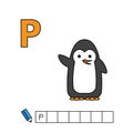 Vector Cute Cartoon Animals Alphabet. Penguin Illustration Royalty Free Stock Photo