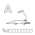 Vector Cute Cartoon Animals English Alphabet. Alligator Coloring Pages Royalty Free Stock Photo