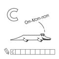 Vector Cute Cartoon Animals English Alphabet. Crocodile Coloring Pages