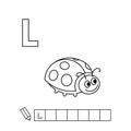 Vector Cute Cartoon Animals English Alphabet. Ladybug Coloring Pages