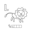 Vector Cute Cartoon Animals English Alphabet. Lion Coloring Pages