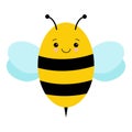 Vector Cute Cartoon Bee Isolated On White Background. Kawaii illustration