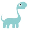 A Vector Cute Cartoon Blue Dinosaur Isolated