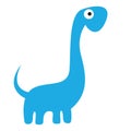 A Vector Cute Cartoon Blue Dinosaur Isolated