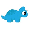 A Vector Cute Cartoon Blue Dinosaur Isolated