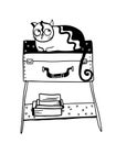 Vectoor cute cartoon cat on the table Royalty Free Stock Photo