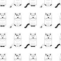 Vector Cute Cartoon Cat repeat Seamless Pattern And Background