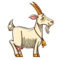 Vector cute cartoon goat with bell