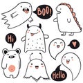 Vector cute cartoon monsters set. Collection of funny doodle characters Royalty Free Stock Photo