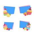 Vector cute cartoon muffins or cupcakes stickers