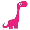 A Vector Cute Cartoon Pink Dinosaur Isolated
