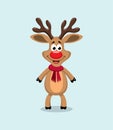 Vector cute cartoon of red nosed reindeer, rudolph Royalty Free Stock Photo