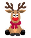Vector cute cartoon of red nosed reindeer toy, rudolph Royalty Free Stock Photo