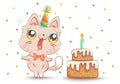 Cat with Birthday cake Royalty Free Stock Photo