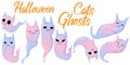 Vector cute cats ghost for halloween