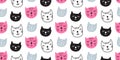 Vector Cute Cats Seamless Pattern Royalty Free Stock Photo