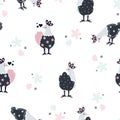 Vector Cute and Cheerful Folklore art inspired Festive Chicks seamless pattern background. Perfect for fabric Royalty Free Stock Photo