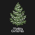 Vector cute christmas tree, congratulation postcard, background