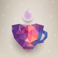 Vector cute colorful cup made of triangles. Label Royalty Free Stock Photo