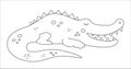 Vector cute crocodile outline. Funny tropical exotic animal black and white illustration. Fun coloring page for children. Jungle