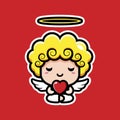 vector of cute cupid characters cross-legged