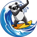 Vector cute dabbing panda on a skateboard