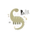 vector cute design with dinos and lettering Royalty Free Stock Photo