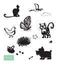 Vector cute domestic animals set.