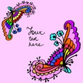 Vector cute doodle colorful floral frame background Royalty Free Stock Photo