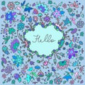 Vector cute doodle colorful floral frame background Royalty Free Stock Photo