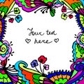Vector cute doodle colorful floral frame background Royalty Free Stock Photo