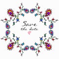 Vector cute doodle colorful floral frame Royalty Free Stock Photo