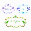 Vector cute doodle colorful floral frames Royalty Free Stock Photo