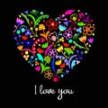 Vector cute doodle floral colorful heart Royalty Free Stock Photo