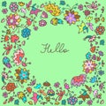 Vector cute doodle floral frame background Royalty Free Stock Photo