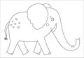 Vector cute elephant outline. Funny tropical exotic animal black and white illustration. Fun coloring page for children. Jungle Royalty Free Stock Photo