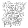 Vector cute fairy tale town doodle Royalty Free Stock Photo