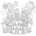 Vector cute fairy tale town doodle Royalty Free Stock Photo