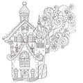 Vector cute fairy tale town doodle Royalty Free Stock Photo