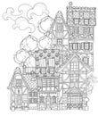 Vector cute fairy tale town doodle Royalty Free Stock Photo
