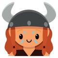 Vector cute female viking colorful isolated