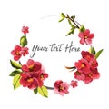 Vector cute floral frame, imitation watercolor, background object, decorative element with the ability to place text