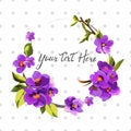 Vector cute floral frame, imitation watercolor, background object, decorative element with the ability to place text