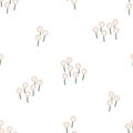 Vector Cute Folklore Daisies Meadow on White seamless pattern background design. Perfect for scrapbooking, fabrics and Royalty Free Stock Photo