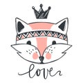 Vector cute fox. Cartoon style. Royalty Free Stock Photo