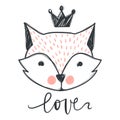 Vector cute fox. Cartoon style. Royalty Free Stock Photo